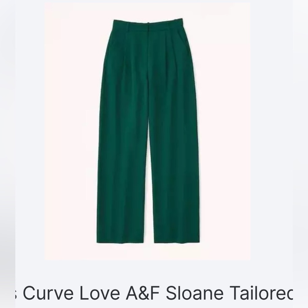 Curve Love A&F Sloane Tailored Wide Leg Pant - GREEN